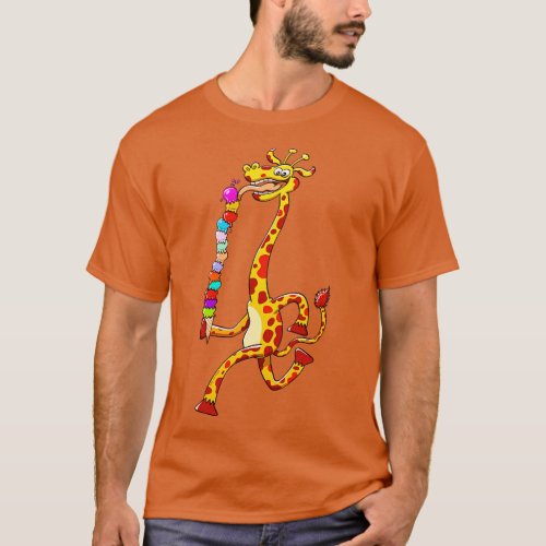 Cool giraffe refreshing by eating a giant ice crea T_Shirt