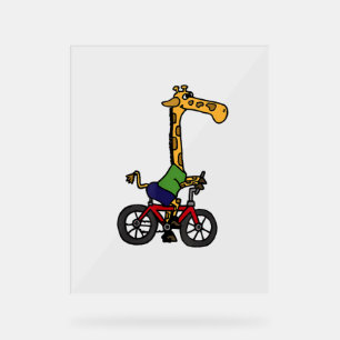 Cool Giraffe Riding Bicycle Acrylic Sign