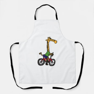 Cool Giraffe Riding Bicycle  Apron