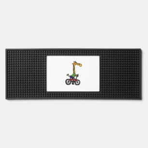 Cool Giraffe Riding Bicycle  Bar Mat