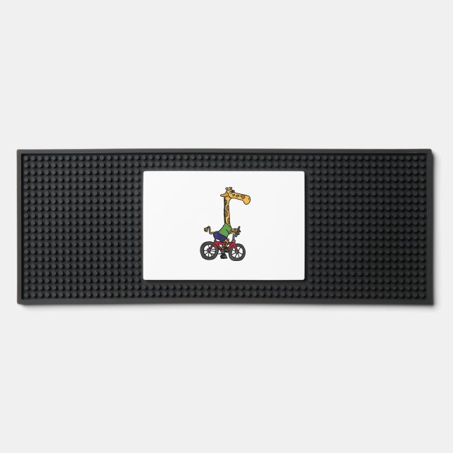 Cool Giraffe Riding Bicycle  Bar Mat (Front)