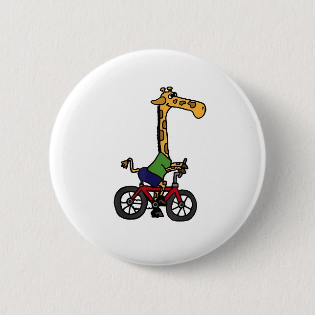 Cool Giraffe Riding Bicycle  Button (Front)