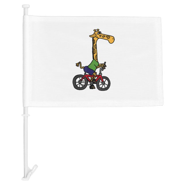 Cool Giraffe Riding Bicycle  Car Flag (Front)