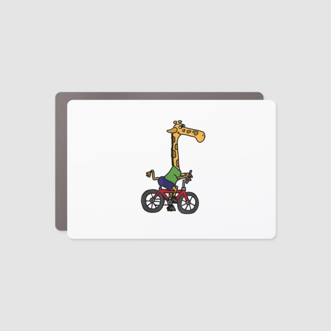 Cool Giraffe Riding Bicycle  Car Magnet (Front)