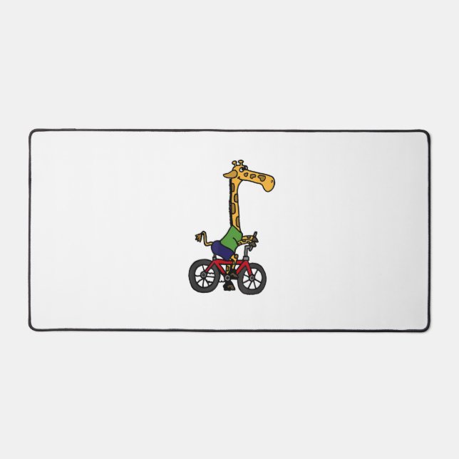 Cool Giraffe Riding Bicycle  Desk Mat (Front)