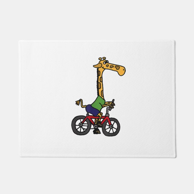 Cool Giraffe Riding Bicycle  Doormat (Front)