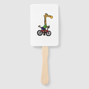 Cool Giraffe Riding Bicycle Hand Fan