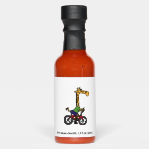 Cool Giraffe Riding Bicycle Hot Sauces