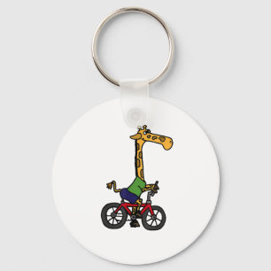 Cool Giraffe Riding Bicycle Keychain