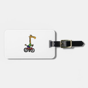Cool Giraffe Riding Bicycle Luggage Tag