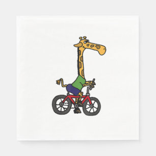 Cool Giraffe Riding Bicycle Napkins