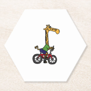 Cool Giraffe Riding Bicycle Paper Coaster
