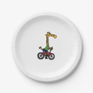 Cool Giraffe Riding Bicycle Paper Plates