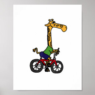 Cool Giraffe Riding Bicycle Poster