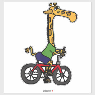 Cool Giraffe Riding Bicycle  Sticker