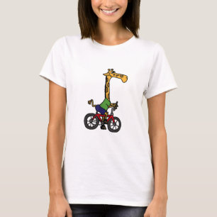 Cool Giraffe Riding Bicycle T-Shirt