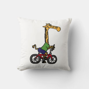 Cool Giraffe Riding Bicycle  Throw Pillow