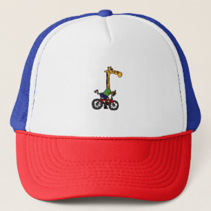 Cool Giraffe Riding Bicycle Trucker Hat