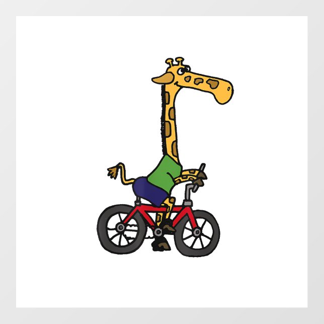 Cool Giraffe Riding Bicycle  Wall Decal (Front)