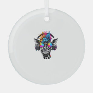 Cool Giraffe Sunglasses Headphones Giraffes Glass Ornament