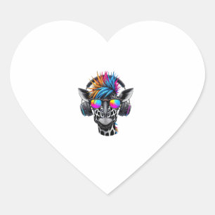Cool Giraffe Sunglasses Headphones Giraffes   Heart Sticker
