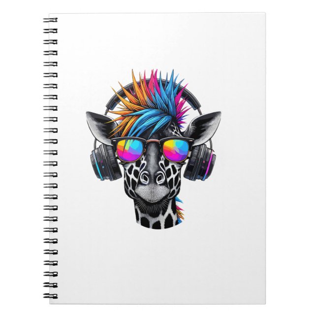 Cool Giraffe Sunglasses Headphones Giraffes   Notebook (Front)
