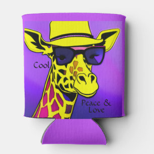 Cool Giraffe Sunglasses Peace & Love Can Cooler