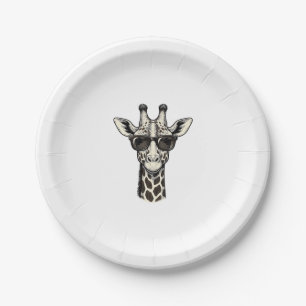 Cool Giraffe Sunglasses Vintage Engraving Shirt_1 Paper Plates