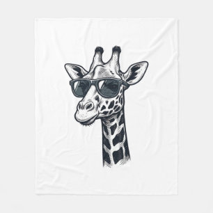 Cool Giraffe Sunglasses Vintage Engraving T-Shirt_ Fleece Blanket