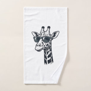 Cool Giraffe Sunglasses Vintage Engraving T-Shirt_ Hand Towel