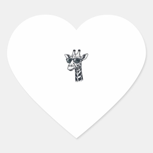 Cool Giraffe Sunglasses Vintage Engraving T-Shirt_ Heart Sticker