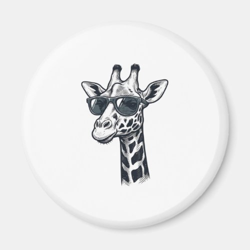Cool Giraffe Sunglasses Vintage Engraving T-Shirt_ Magnet