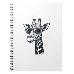 Cool Giraffe Sunglasses Vintage Engraving T-Shirt_ Notebook