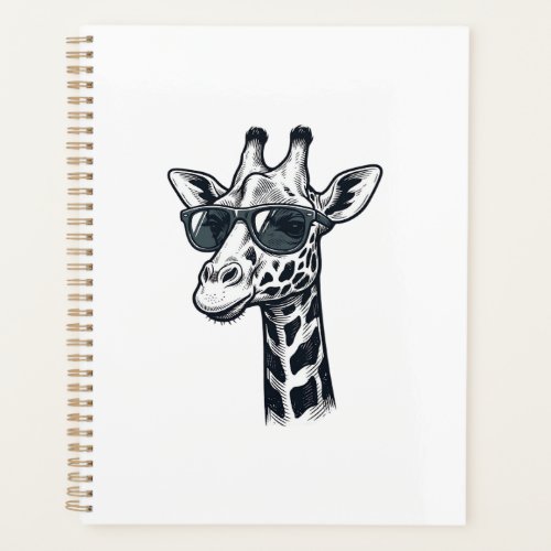 Cool Giraffe Sunglasses Vintage Engraving T-Shirt_ Planner