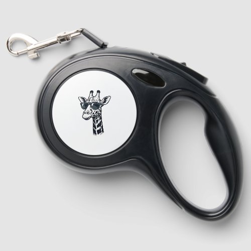 Cool Giraffe Sunglasses Vintage Engraving T-Shirt_ Retractable Pet Leash