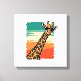 Cool Giraffe Sunglasses Vintage Sunset Shirt_1 Canvas Print
