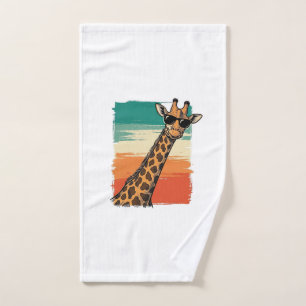 Cool Giraffe Sunglasses Vintage Sunset Shirt_1 Hand Towel