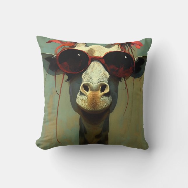 Cool Giraffe Throw Pillow (Front)