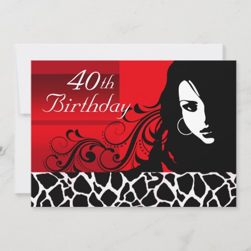 Cool Girl 40th Birthday Party Invitation