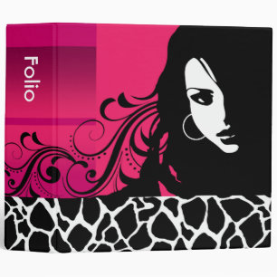 Cool Girl Giraffe Fashion Design Folio (hot pink) Binder