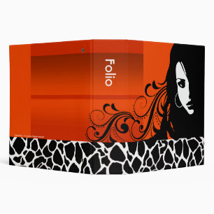 Cool Girl Giraffe Fashion Design Folio (orange) 3 Ring Binder