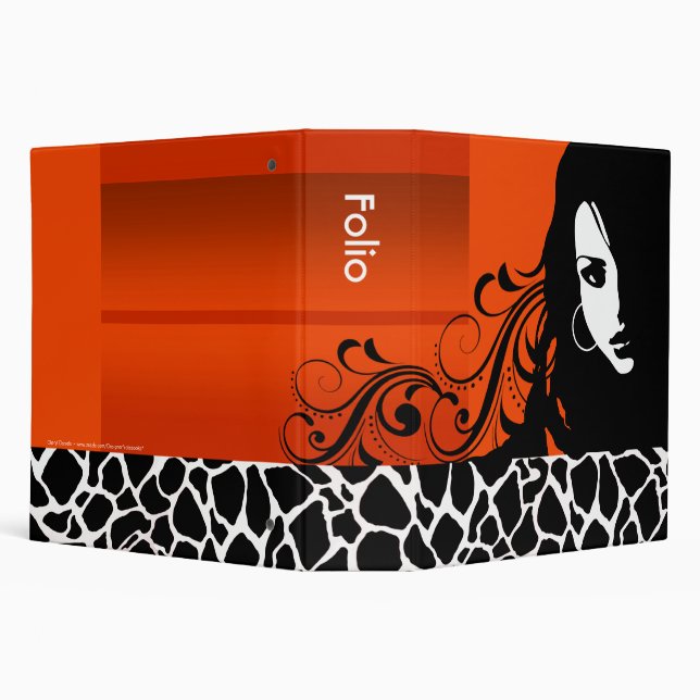 Cool Girl Giraffe Fashion Design Folio (orange) 3 Ring Binder (Background)