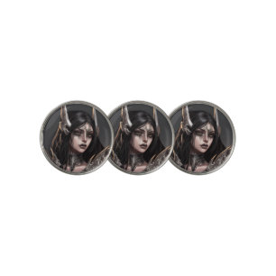 Cool Girl Goth Warrior Golf Ball Marker
