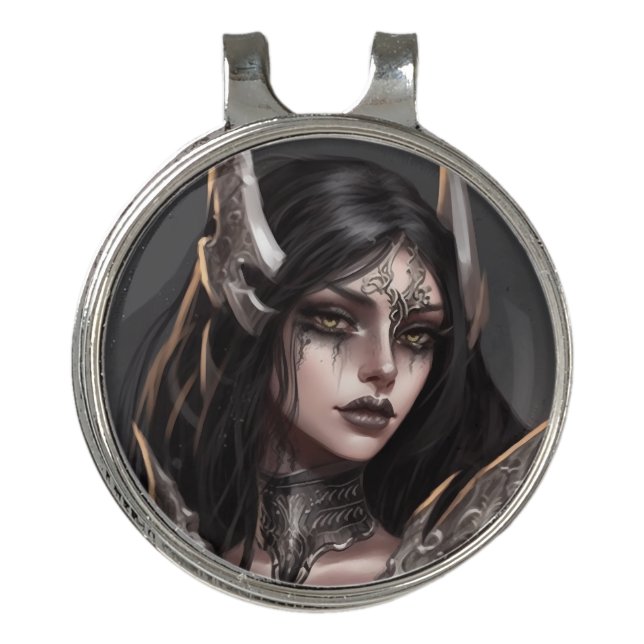 Cool Girl Goth Warrior Golf Hat Clip (Front)