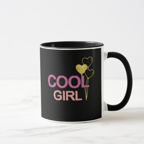 Cool Girl Pink and Gold Heart Balloons Chic  Mug