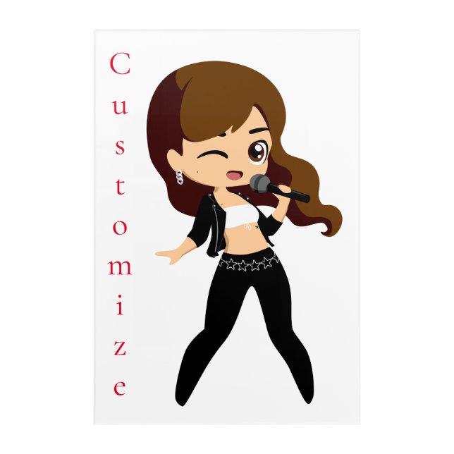 Cool Girl Sings Karaoke Thunder_Cove Acrylic Print (Front)