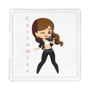 Cool Girl Sings Karaoke Thunder_Cove Acrylic Tray