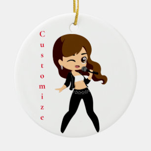 Cool Girl Sings Karaoke Thunder_Cove Ceramic Ornament