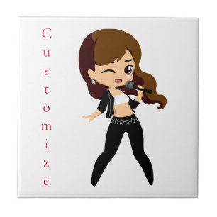Cool Girl Sings Karaoke Thunder_Cove Ceramic Tile