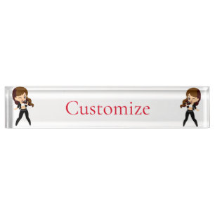 Cool Girl Sings Karaoke Thunder_Cove Desk Name Plate